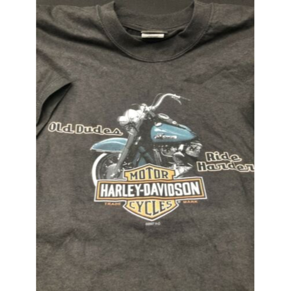Old dudes ride harder Downtown Seattle Harley Davidson Tee Large